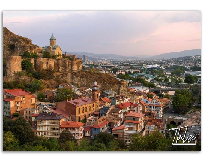 Tbilisi Georgia Poster Print Wall Art | Tbilisi Cityscape Home Decor Gift | Tbilisi Skyline Digital Prints | Tbilisi Horizontal Travel Photo