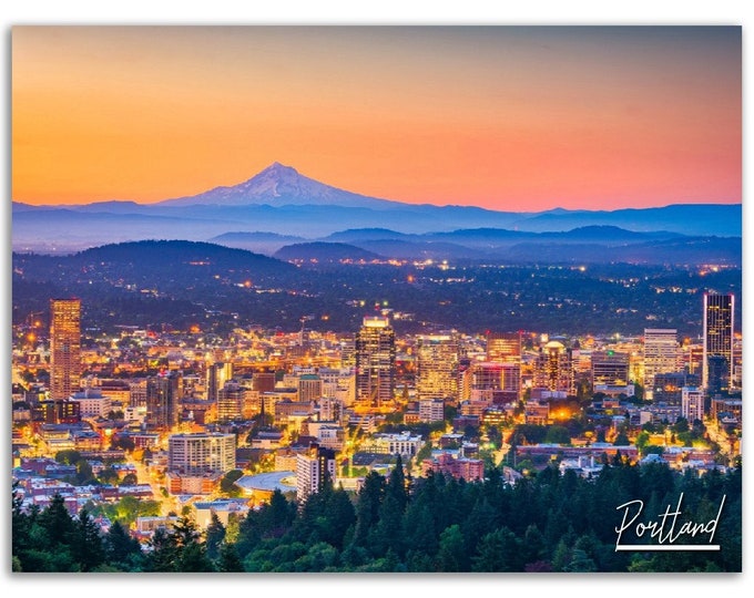 Portland Poster Print Oregon Wall Art Decor | Portland Cityscape Skyline Photo Home Decoration | OR Adventure Gift | Horizontal Photography