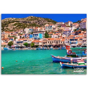 Samos Poster Print Wall Art | Samos Greece Home Decor Gift Hangings | Samos Digital Print Collectible | Samos Greece Horizontal Travel Photo