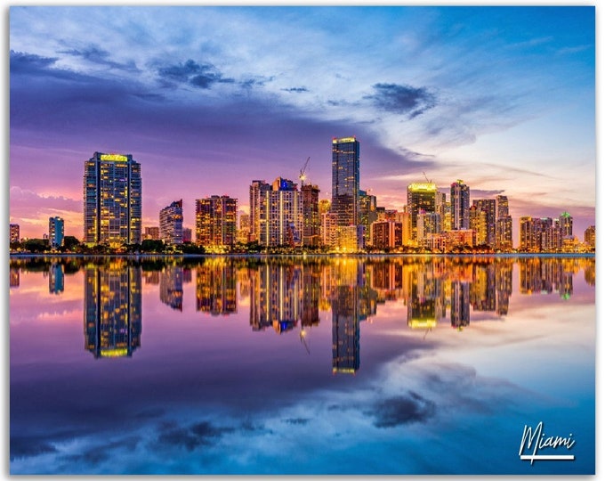 Miami Poster Print Florida Wall Art Decor | Cityscape Photo City Decoration | Traveler Backpacker Birthday Gift | Horizontal Photography