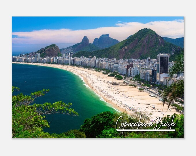 Copacabana Beach Brazil Travel Poster Wall Art | Copacabana Beach Home Decor Seaside Print | Copacabana Beach Horizontal Hangings Photo Gift