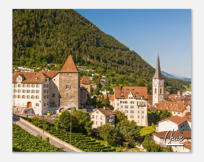 Chur Switzerland Poster Print Wall Art | Chur Town Home Decor | Chur Mountain Print | Chur Horizontal | Chur Skyline Hangings Travel Photo