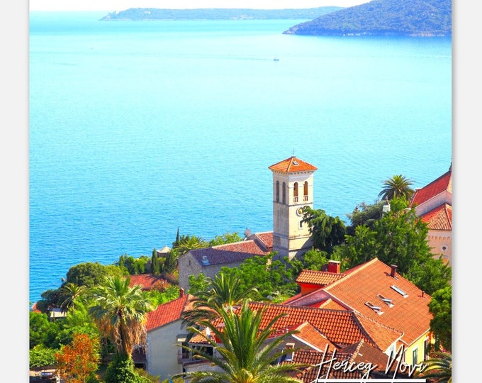 Herceg Novi Montenegro Poster Wall Art | Herceg Novi Town Landscape Home Decor Art | Herceg Novi Shore of The Bay Kotor Travel Photo Present