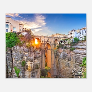 Ronda Spain Travel Poster Wall Art | Ronda Home Decor |  Ronda Puente Nuevo Bridge at Sunset Print |  Ronda Horizontal |  Ronda Photo Gift