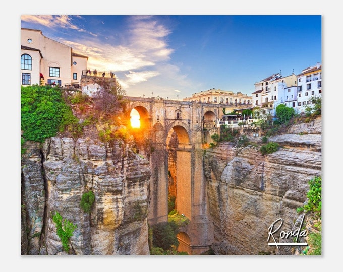 Ronda Spain Travel Poster Wall Art | Ronda Home Decor |  Ronda Puente Nuevo Bridge at Sunset Print |  Ronda Horizontal |  Ronda Photo Gift