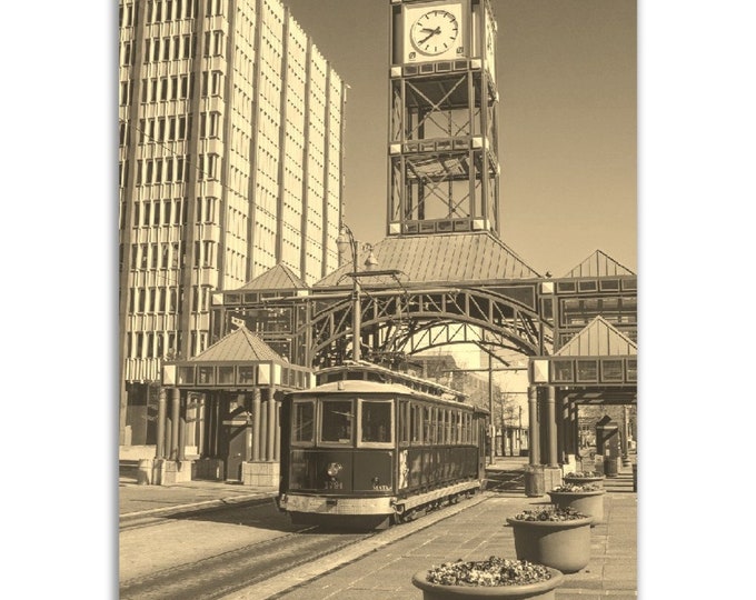 Memphis Poster Vintage Tennessee Print | Retro Memphis Sepia Photo Gift | Memphis Wall Art Home Decor Vertical Memphis Travel City Souvenir