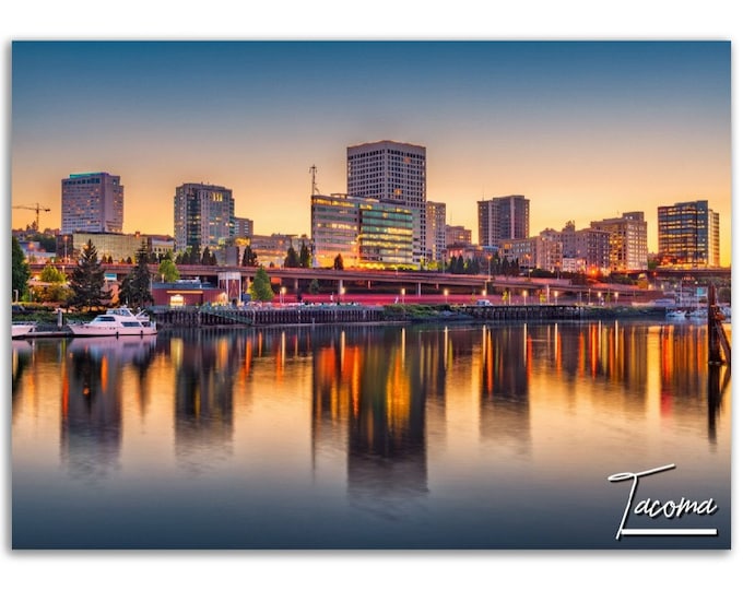 Tacoma Washington Poster Print Wall Art | Tacoma Cityscape Home Decor Gift | Tacoma Skyline Digital Prints | Tacoma Horizontal Travel Photo