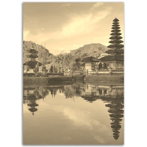 Bali Poster Vintage Print | Retro Bali Black and White Sepia Photo Gift | Bali Wall Art Home Decor | Vertical Bali Travel City Present
