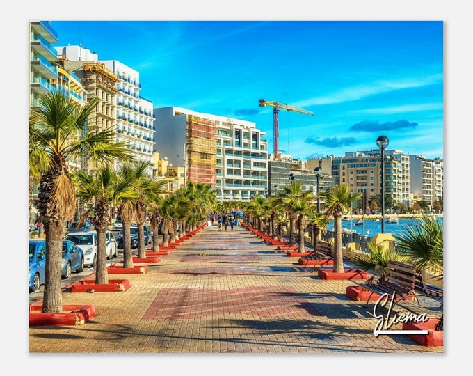 Sliema Malta Poster Wall Art | Sliema Home Decor | Sliema Precinct Digital Print | Sliema Coast Horizontal | Sliema Hangings Travel Photo