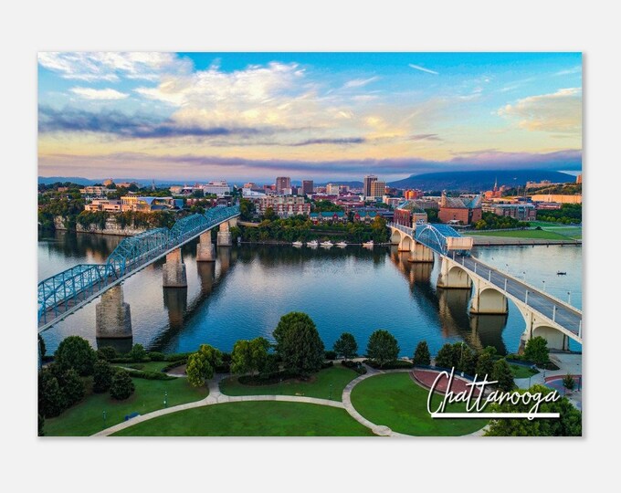 Chattanooga Skyline Tennessee Poster Print Wall Art | Chattanooga Cityscape Home Decor Gift Collectibles TN US Horizontal Travel Photo Print