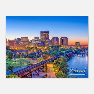 Richmond Virginia Poster Print Wall Art | Richmond Cityscape Skyline Home Decor Gift Hangings | Richmond VA Prints Horizontal Travel Photo