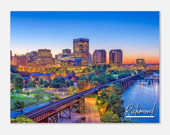 Richmond Virginia Poster Print Wall Art | Richmond Cityscape Skyline Home Decor Gift Hangings | Richmond VA Prints Horizontal Travel Photo