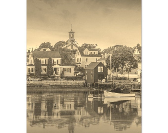 Vintage Portsmouth New Hampshire Travel Poster Print Wall Art | Retro Portsmouth Home Decor Print Vertical | Portsmouth Coast Sepia Photo