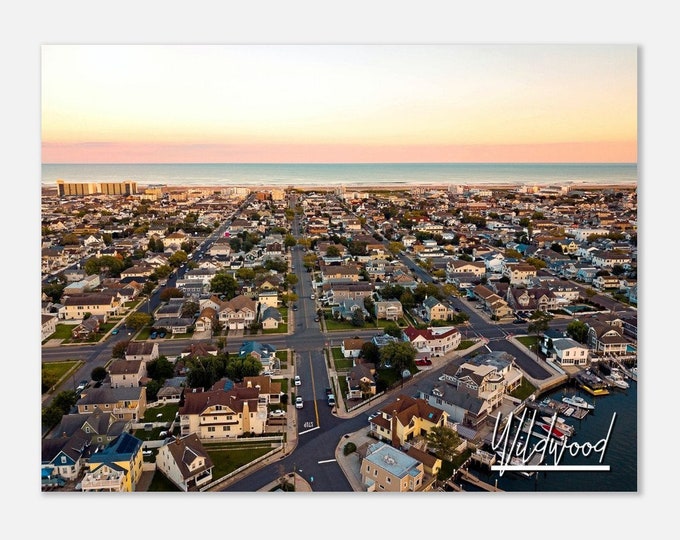 Wildwood New Jersey Travel Poster Wall Art | Wildwood Usa Sunrise Home Decor Digital Print | Wildwood Horizontal Cityscape Hangings Photo