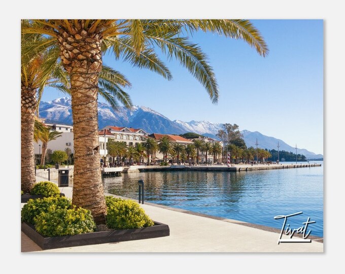 Tivat Montenegro Poster Wall Art | Tivat MarinaTown Home Decor | Tivat Digital Print | Tivat Coastal Horizontal | Tivat Hanging Travel Photo
