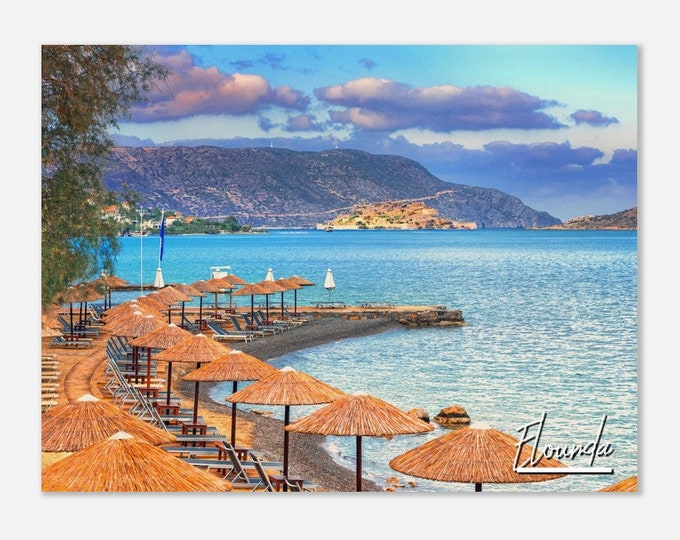 Elounda Crete Travel Poster Wall Art | Elounda Gulf Elounda Home Decor | Elounda Sunset Print | Elounda Village | Elounda Hangings Photo