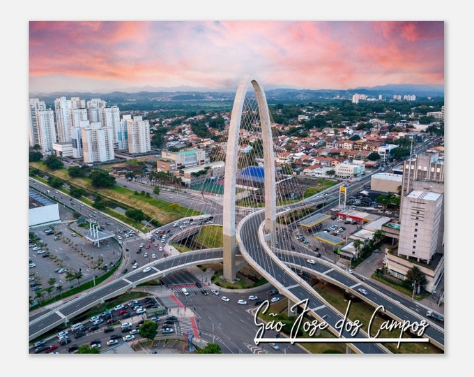 São José dos Campos Brazil Travel Poster Wall Art | São José dos Campos Home Decor Print | São José dos Campos Cable-Stayed Bridge Photo