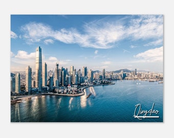Qingdao China Skyline Poster: Coastal City Travel Photo Print