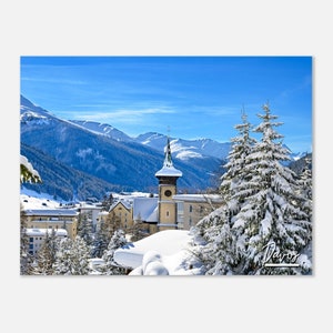Davos Switzerland Travel Poster Wall Art | Davos Landscape Home Decor | Davos City Print | Davos Winter Mountain | Davos Hangings Photo Gift