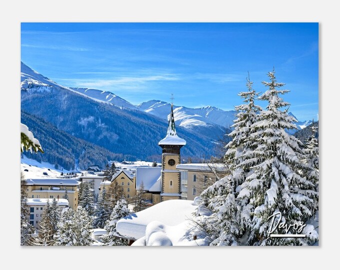 Davos Switzerland Travel Poster Wall Art | Davos Landscape Home Decor | Davos City Print | Davos Winter Mountain | Davos Hangings Photo Gift