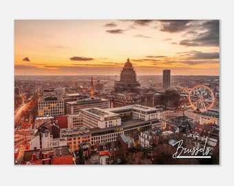 Brussels Belgium Poster Print: Sunset Cityscape Wall Art