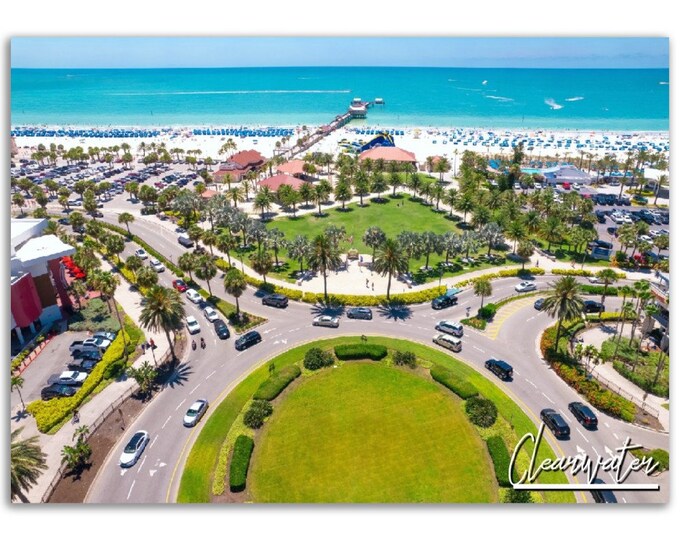 Clearwater Poster Florida Print Wall Art | Clearwater Beach Home Decor Gift Hangings | Digital Prints Collectibles | Horizontal Travel Photo
