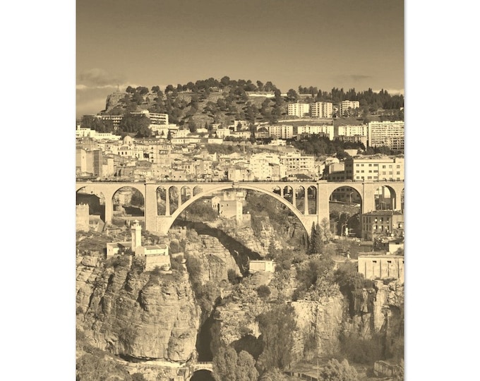 Vintage Constantine Algeria Travel Poster Wall Art | Constantine Home Decor | Constantine Retro Print Vertical | Constantine Cityscape Photo