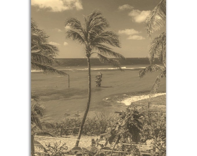 Isla Mujeres Mexico Poster Vintage Print | Retro Tropical Beach Sepia Photo Gift | Coast Nature Wall Art Mexico Home Decor | Vertical Photo