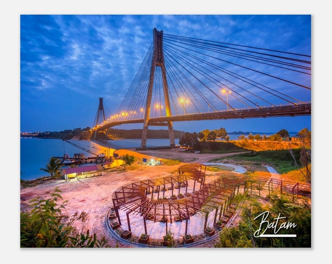 Batam Indonesia Travel Poster Wall Art | Batam Coastal Home Decor | Batam Barelang Bridge Print | Batam Horizontal | Batam Hangings Photo