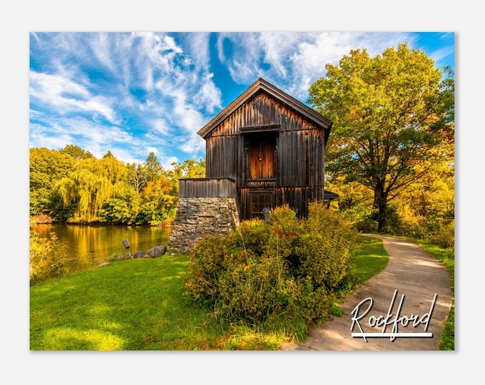 Rockford Illinois Skyline Poster Print Wall Art | Rockford Old Watermill  Home Decor Hangings | Rockford IL Rockford Horizontal Travel Photo