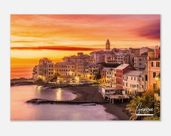 Genoa Italy Poster Print: Sunset Coastal View