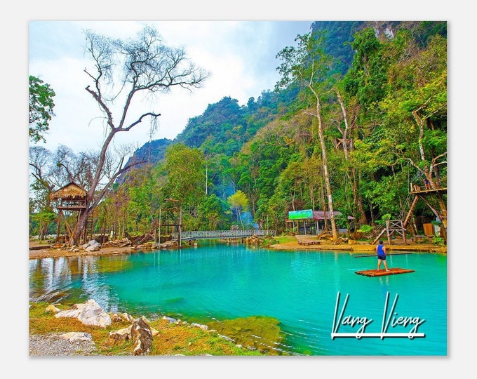 Vang Vieng Laos Poster Print Wall Art | Vang Vieng Home Decor | Vang Vieng Tropical Print | Vang Vieng Blue Lagoon Hangings Travel Photo