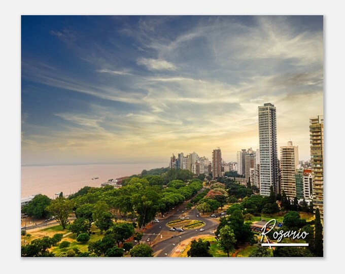 Rosario Argentina Travel Poster Wall Art | Rosario Coast Home Decor | Rosario Digital Print | Rosario Sunset Skyline | Rosario Hanging Photo