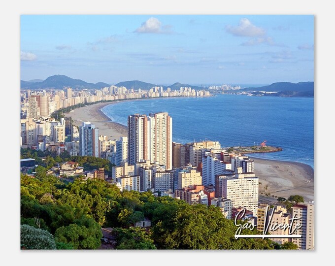 São Vicente Brazil Travel Poster Wall Art | São Vicente Beach Home Decor Digital Print | São Vicente Horizontal Skyline Hangings Photo Gift
