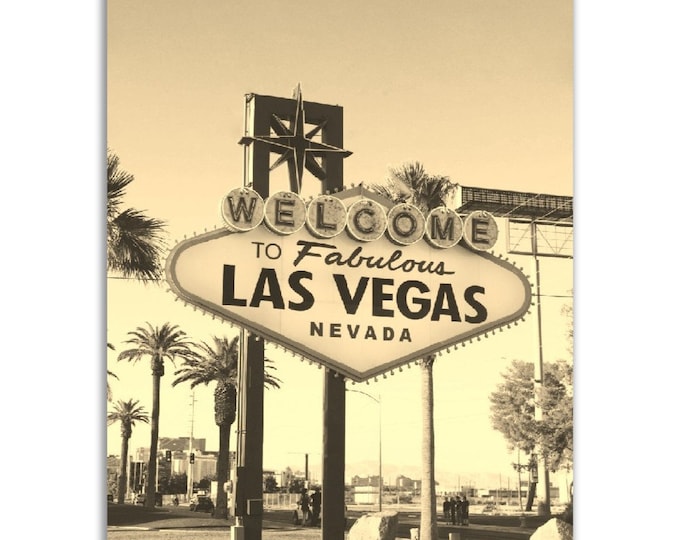 Las Vegas Poster Nevada Vintage Print | Retro Las Vegas Sepia Photo Gift | Las Vegas Wall Art Home Decor | Vertical Las Vegas Travel City