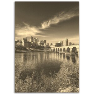 Minneapolis Poster Minnesota Vintage Print | Retro Minneapolis Sepia Photo Gift | Minneapolis Wall Art Home Decor Vertical Travel City Print