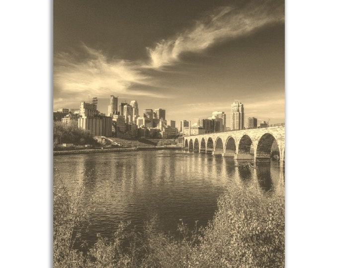Minneapolis Poster Minnesota Vintage Print | Retro Minneapolis Sepia Photo Gift | Minneapolis Wall Art Home Decor Vertical Travel City Print
