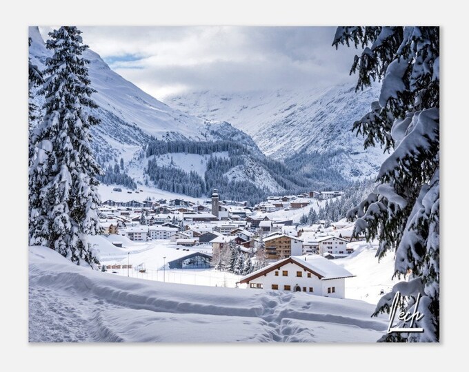 Lech Austria Poster Print Wall Art | Lech Town Winter Home Decor | Lech Digital Print | Lech Snow Horizontal | Lech Hangings Travel Photo