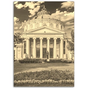Bucharest Poster Vintage Romania Print | Retro Bucharest Black Sepia Photo Gift | Bucharest Wall Art Home Decor | Vertical Bucharest Photo