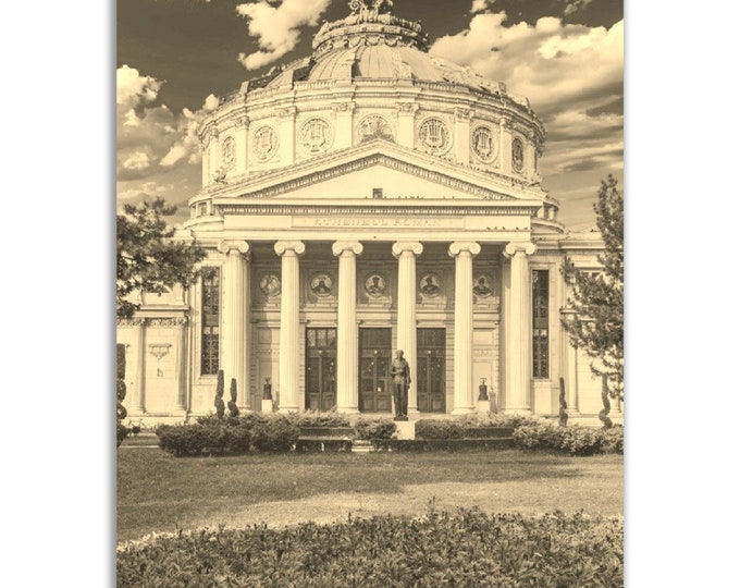 Bucharest Poster Vintage Romania Print | Retro Bucharest Black Sepia Photo Gift | Bucharest Wall Art Home Decor | Vertical Bucharest Photo