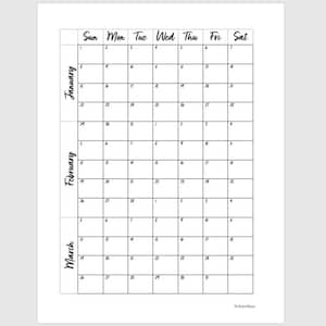 Quarterly Calendar Customizable Printable