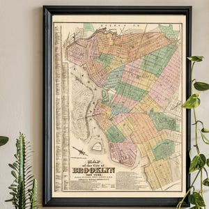 Vintage 1868 Brooklyn Map - Druckbare New York City Wandkunst | Historische NYC Karte Digitaler Download