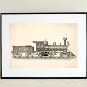 Vintage Railroad Engine Lithograph - 1874 Cleveland, Ohio - Instant Download Printable Wall Art - Locomotive Art - Historical Decor for Home