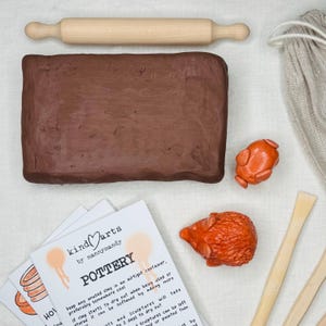 1kg soft air drying clay, rolling pin, clay hedgehog and pig created from step by step instructions, make clay coil and  pinch pots following instructions designed  specifically for children,  wooden tools especially chosen for softer edges