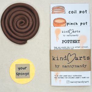 beautifully soft air drying clay, step by step hand illustrated  instructions, sponges that get larger with water, made from cellulose to reduse plastic waste