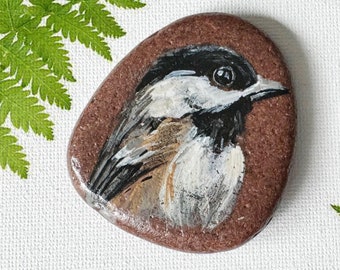 Chickadee Painted Rock