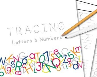 Traceable Letters & Numbers Worksheets - PRINTABLE - Instant Download