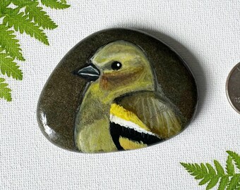 Goldfinch Painted Rock