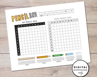 Pencil Box Dry Erase Game (Battleship) - PRINTABLE - Digital Download