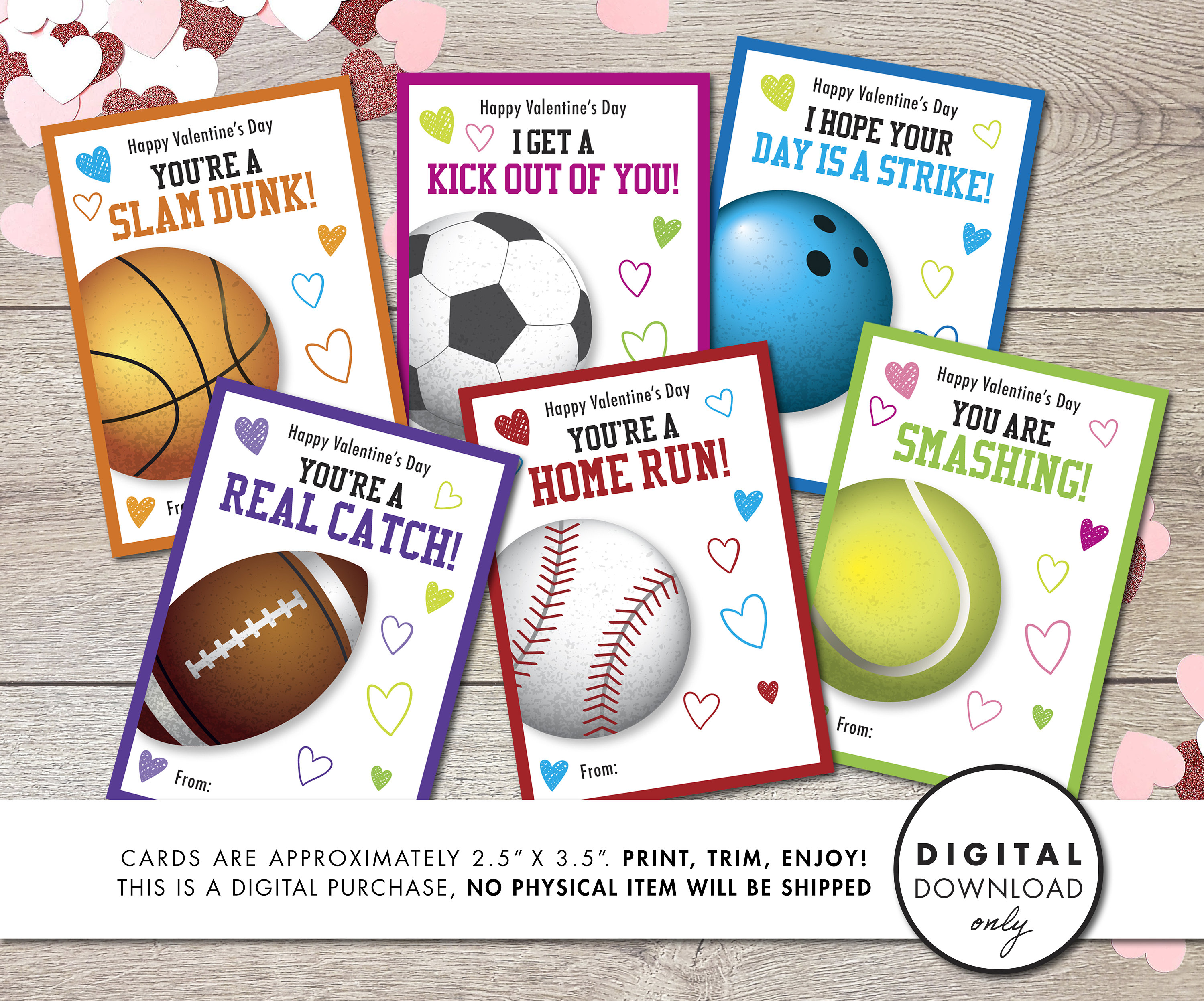 Sports Themed Valentine PRINTABLE Instant Download Etsy